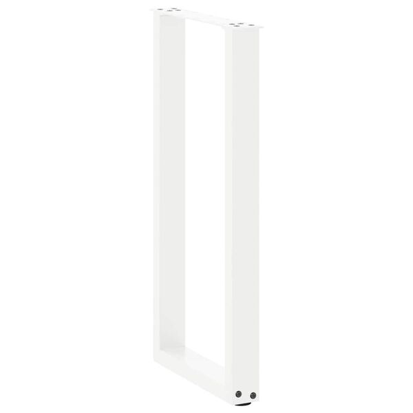 vidaXL Pieds de table console en U, 2 pi&egrave;ces, blanc, 38 x (72-73) cm, acier