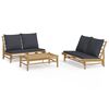 vidaXL Salon de jardin 3 pcs avec coussins gris fonc&eacute; bambou