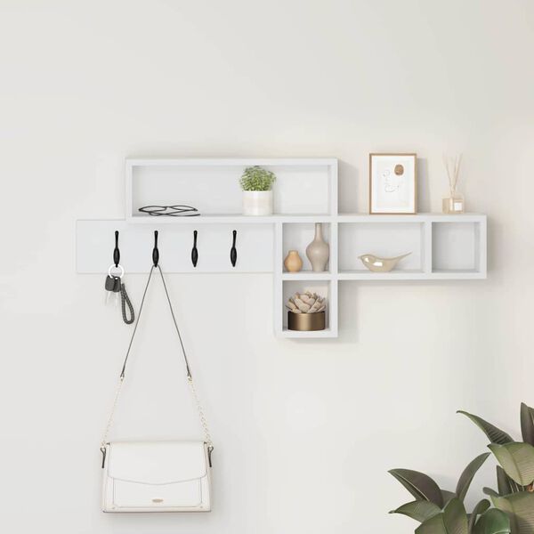 vidaXL Porte-manteau mural Blanc 100 x 12 x 43,5 cm Bois d'ing&eacute;nierie
