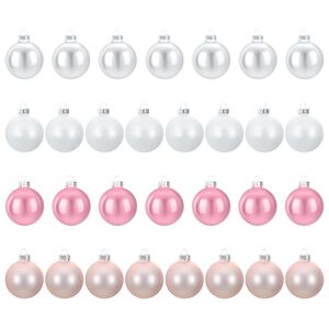 vidaXL Ensemble de boules de No&euml;l 30 pc Rose et blanc 6 cm Polystyr&egrave;ne