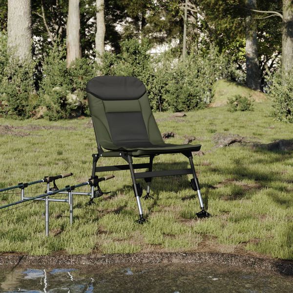 vidaXL Chaise de pêche avec pieds à boue réglables pliable vert