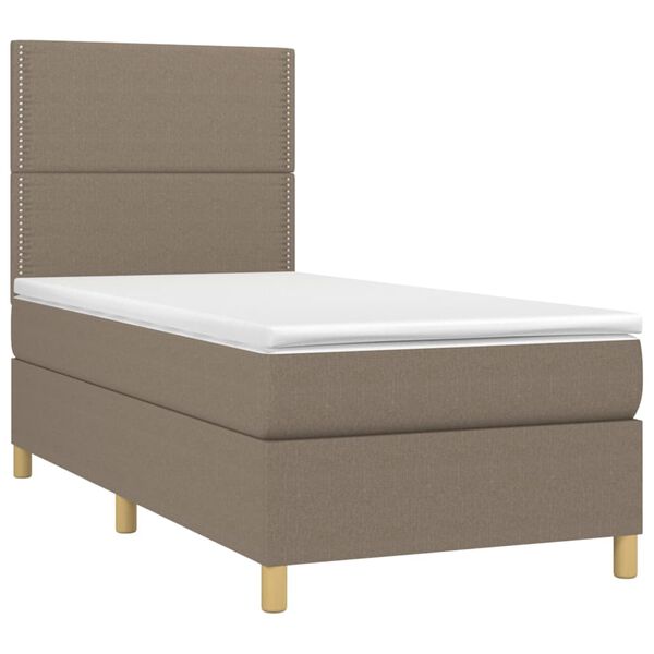 vidaXL Sommier &agrave; lattes de lit avec matelas Taupe 100x200 cm Tissu