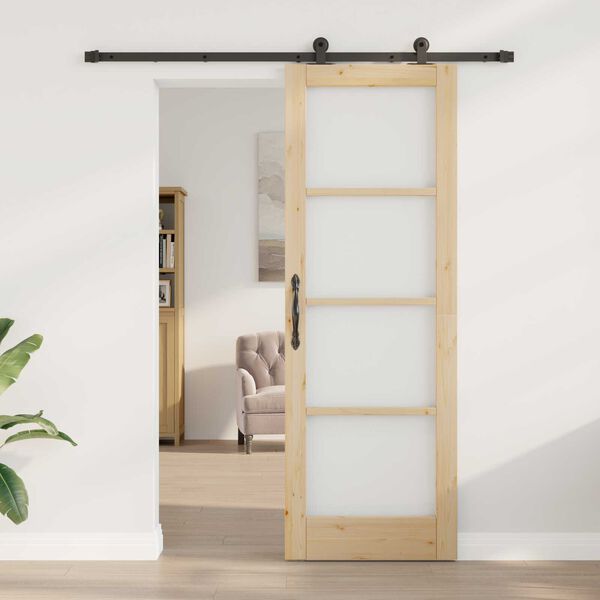 vidaXL Porte coulissante ORKDAL Naturel et Noir 73,5 x 211 cm