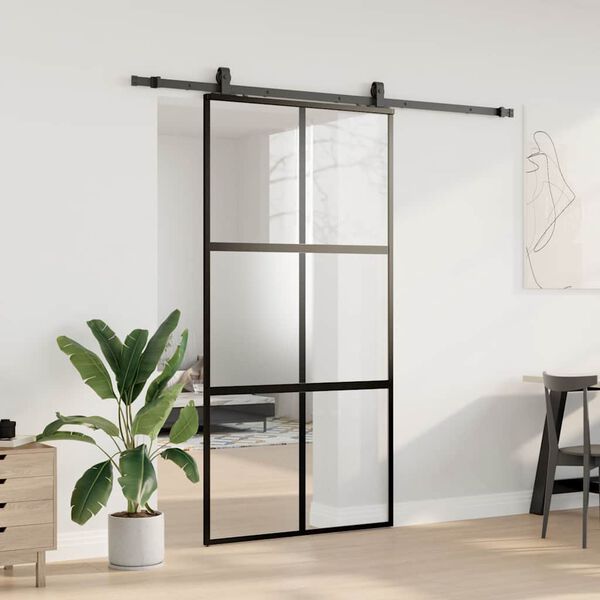 vidaXL Porte coulissante avec kit de quincaillerie noir 102,5x205 cm