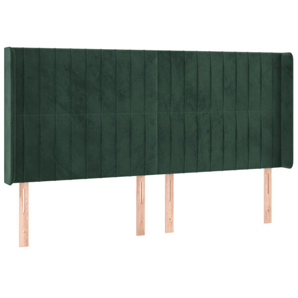 vidaXL T&ecirc;te de lit &agrave; LED Vert fonc&eacute; 203x16x118/128 cm Velours