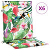 vidaXL Coussins de chaise &agrave; dossier bas lot de 6 multicolore tissu