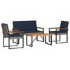 vidaXL Ensemble de meubles d'ext&eacute;rieur 4 pc Gris et bleu marine