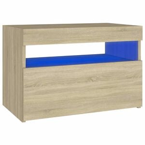 vidaXL Table de chevet avec lumi&egrave;res LED ch&ecirc;ne sonoma 60x35x40 cm