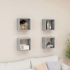 vidaXL &Eacute;tag&egrave;res cube murales 4 pcs Gris b&eacute;ton 26x15x26 cm
