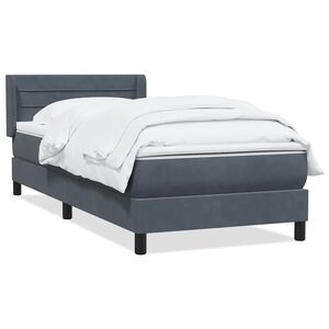 vidaXL Sommier &agrave; lattes de lit et matelas gris fonc&eacute; 80x210 cm velours