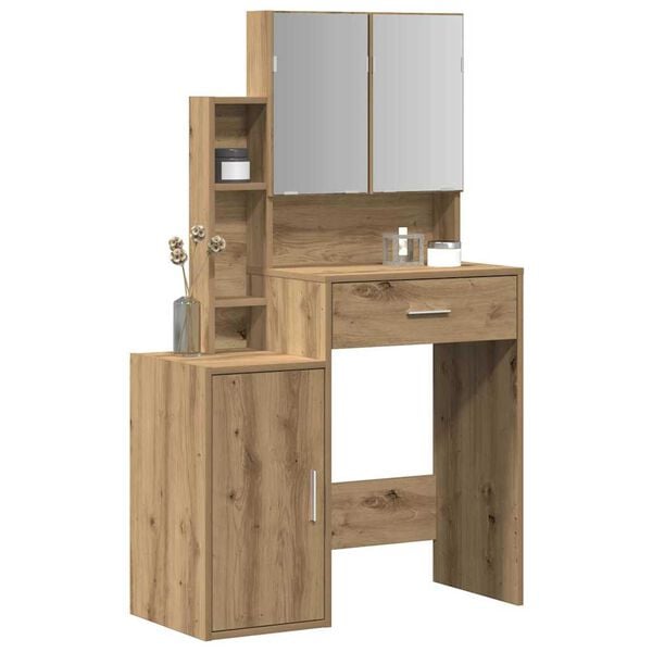 vidaXL Table de Toilette avec tiroir Ch&ecirc;ne artisanal 80 x 35 x 132 cm