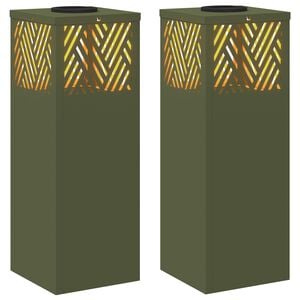 vidaXL Lumi&egrave;re de chemin LED solaire Chevron 2 pcs Vert olive