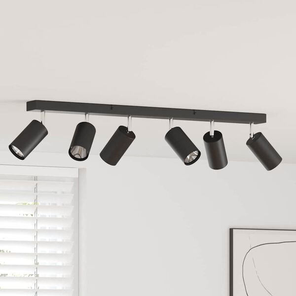 vidaXL Spot de plafond avec des projecteurs Noir 73 x 6 x 16 cm M&eacute;tal