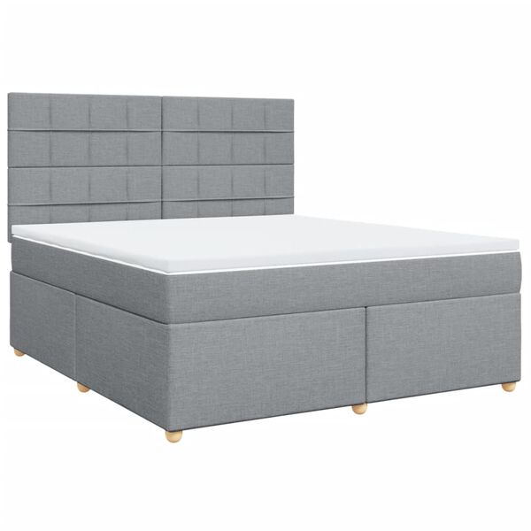 vidaXL Sommier &agrave; lattes de lit avec matelas Gris clair 180x200cm Tissu