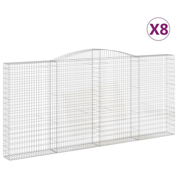 vidaXL Paniers à gabions arqués 8 pcs 400x30x180/200 cm Fer galvanisé