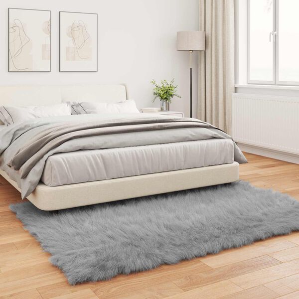 vidaXL Tapis en fausse Tafalla Gris 140 x 200 cm Polyester