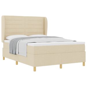 vidaXL Lit &agrave; ressorts avec matelas gris fonc&eacute; 90x190 cm Cr&egrave;me tissu