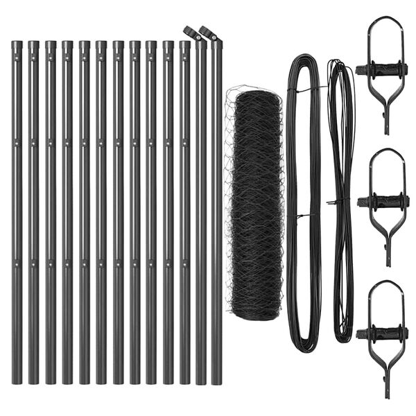 vidaXL Poteau de cl&ocirc;ture. Gris 25 x 0,6 m (maille de 36 mm)