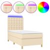 vidaXL Sommier &agrave; lattes de lit et matelas et LED Cr&egrave;me 80x200cm Tissu