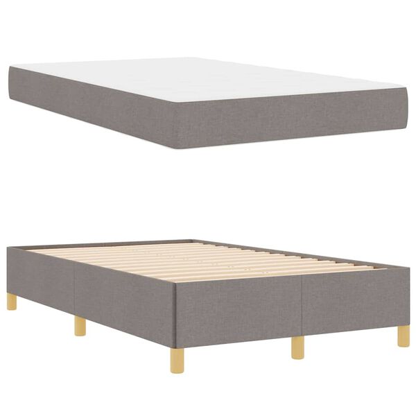 vidaXL Cadre de lit avec matelas Taupe 120 x 190 cm tissu