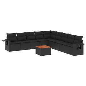 vidaXL Salon de jardin 10 pcs avec coussins noir r&eacute;sine tress&eacute;e