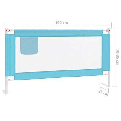 vidaXL Barrière de sécurité de lit d'enfant Bleu 160x25 cm Tissu