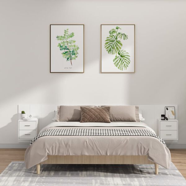 vidaXL Tête de lit avec armoires Blanc Bois d'ingénierie