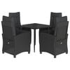 vidaXL Ensemble &agrave; manger de jardin coussins 5pcs Noir R&eacute;sine tress&eacute;e