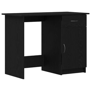 vidaXL Bureau avec porte Ch&ecirc;ne noir 100 x 50 x 76 cm Bois d'ing&eacute;nierie