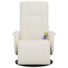 vidaXL Fauteuil inclinable de massage et repose-pieds cr&egrave;me similicuir