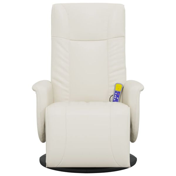 vidaXL Fauteuil inclinable de massage et repose-pieds cr&egrave;me similicuir