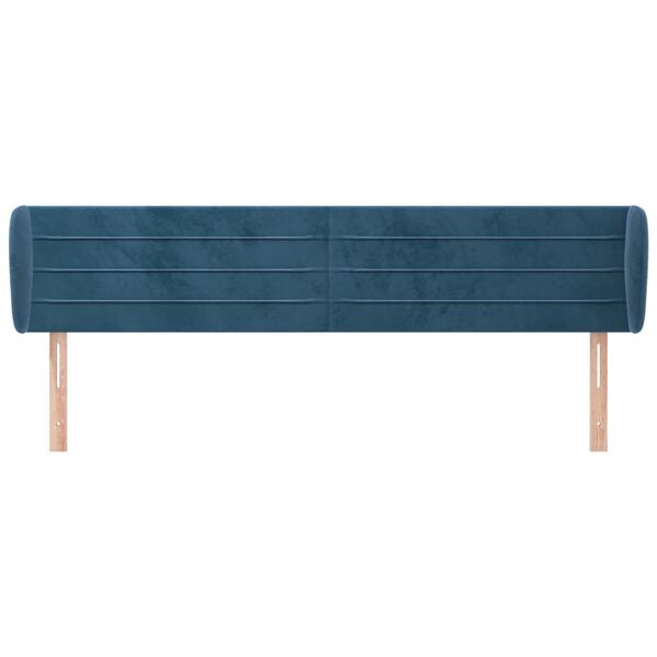 vidaXL T&ecirc;te de lit avec oreilles Bleu fonc&eacute; 203x23x78/88 cm Velours