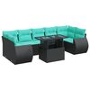 vidaXL Salon de jardin avec coussins 8 pcs noir r&eacute;sine tress&eacute;e acacia