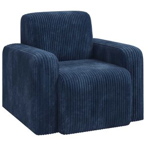 vidaXL Fauteuil Bleu marine velours c&ocirc;tel&eacute;