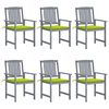 vidaXL Chaises de jardin et coussins lot de 6 Bois acacia massif Gris