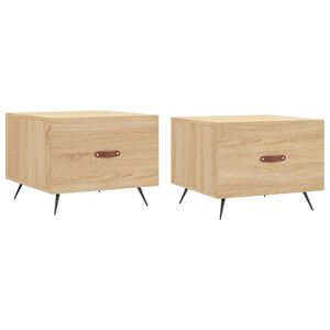 vidaXL Tables basses 2 pcs ch&ecirc;ne sonoma 50x50x40 cm bois d'ing&eacute;nierie