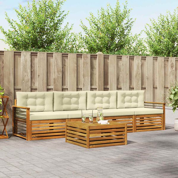 vidaXL Ensemble de canap&eacute;s d'ext&eacute;rieur 5 pcs Naturel et Cr&egrave;me