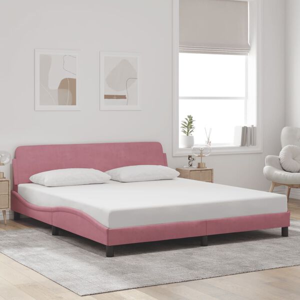VidaXL Cadre de lit avec t&ecirc;te de lit Dover rose 180x200cm velours