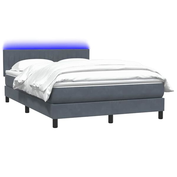 vidaXL Sommier à lattes de lit et matelas et LED gris foncé 140x210cm velours