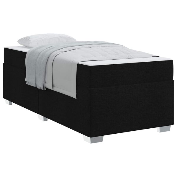 vidaXL Cadre de lit avec matelas Noir 80 x 200 cm tissu