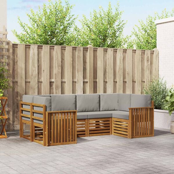 vidaXL Ensembles de canap&eacute;s avec coussin 6 pcs Gris Naturel et Clair