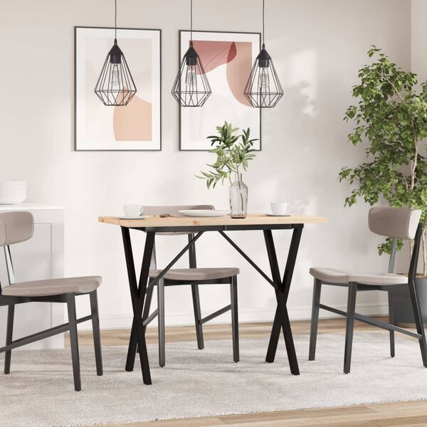 vidaXL Table &agrave; manger cadre en X 100x50x75,5 cm bois pin massif acier
