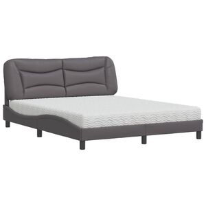 vidaXL Lit avec matelas Hvar gris 160x200 cm similicuir