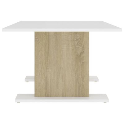 vidaXL Table basse Blanc et chêne sonoma 103,5x60x40 cm Aggloméré