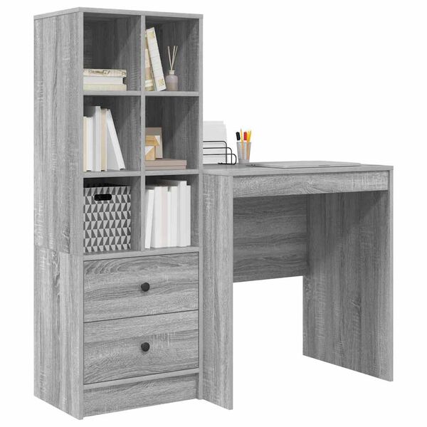 vidaXL Bureau avec tiroir 2 pcs Gris Sonoma
