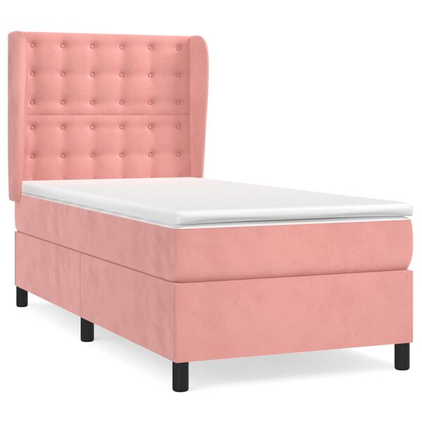 vidaXL Sommier &agrave; lattes de lit avec matelas Rose 90x190 cm Velours