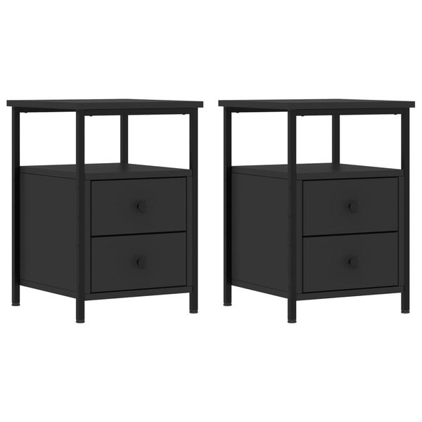 vidaXL Tables de chevet 2 pcs noir 34x35,5x50 cm bois d'ing&eacute;nierie