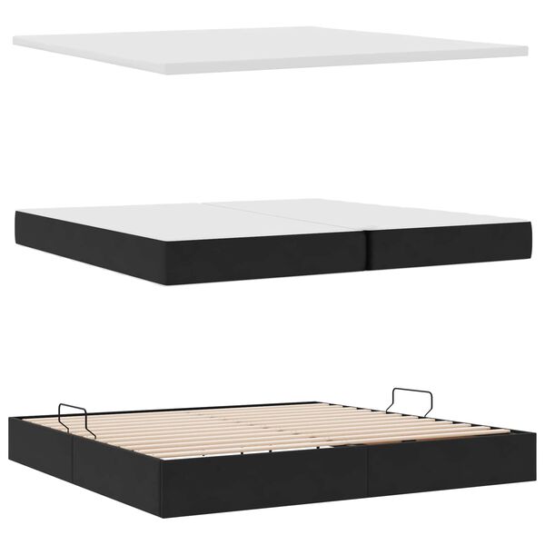 vidaXL Lit avec rangement et matelas Noir 200 x 200 cm Velours