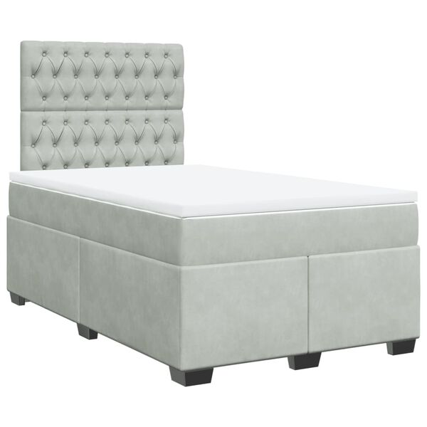 vidaXL Sommier &agrave; lattes de lit et matelas Gris clair 120x200cm Velours