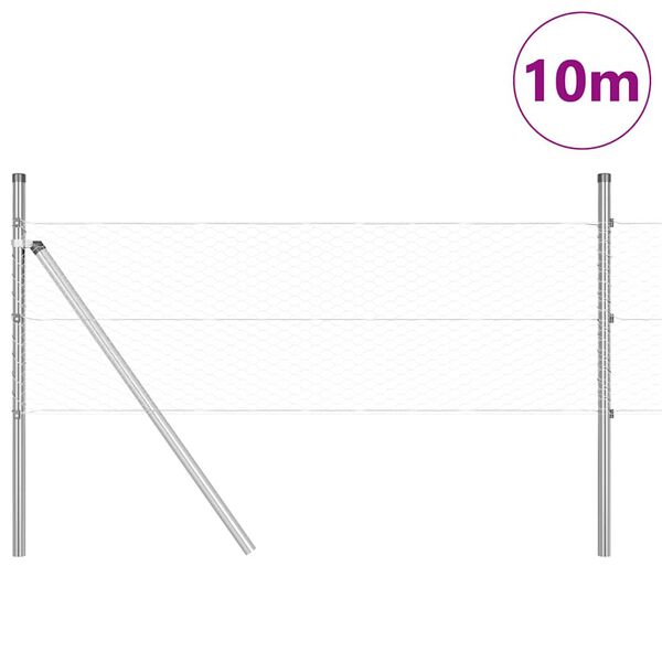 vidaXL Poteau de cl&ocirc;ture. Argent&eacute; 10 x 0,8 m (maille de 25 mm) Acier